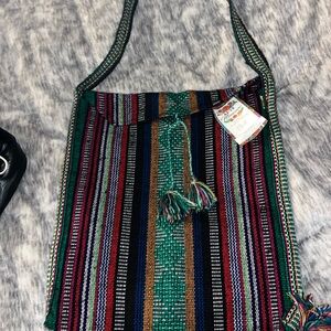 New Colorful Striped Woven Shoulder Bag